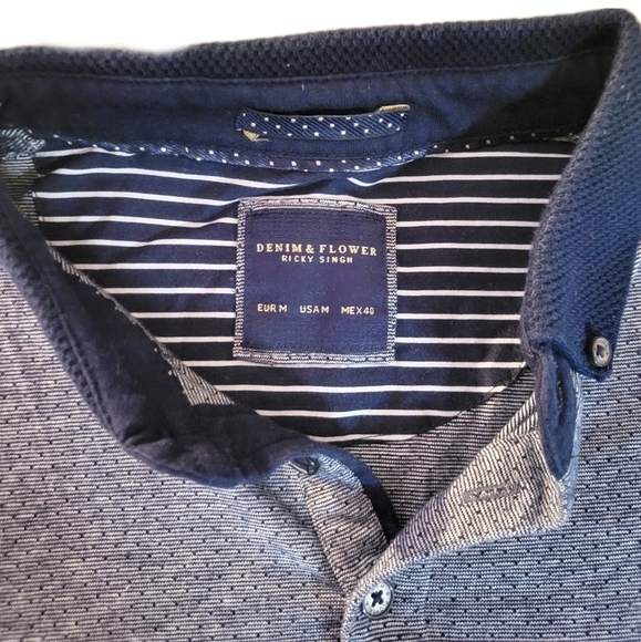 Denim & Flower / Men's Front Pocket Polo Shirt / M / Gray - Picture 3 of 7